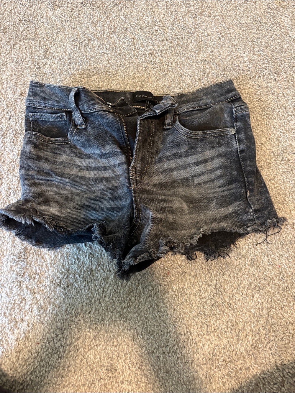 Kendall & Kylie Washed Black Distressed Denim Shorts